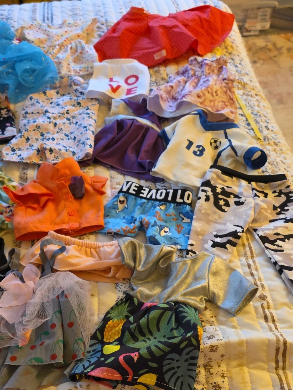 Assorted Doll Clothes Bundle - Tropical & Bright Pieces